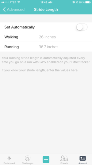 fitbit stride length