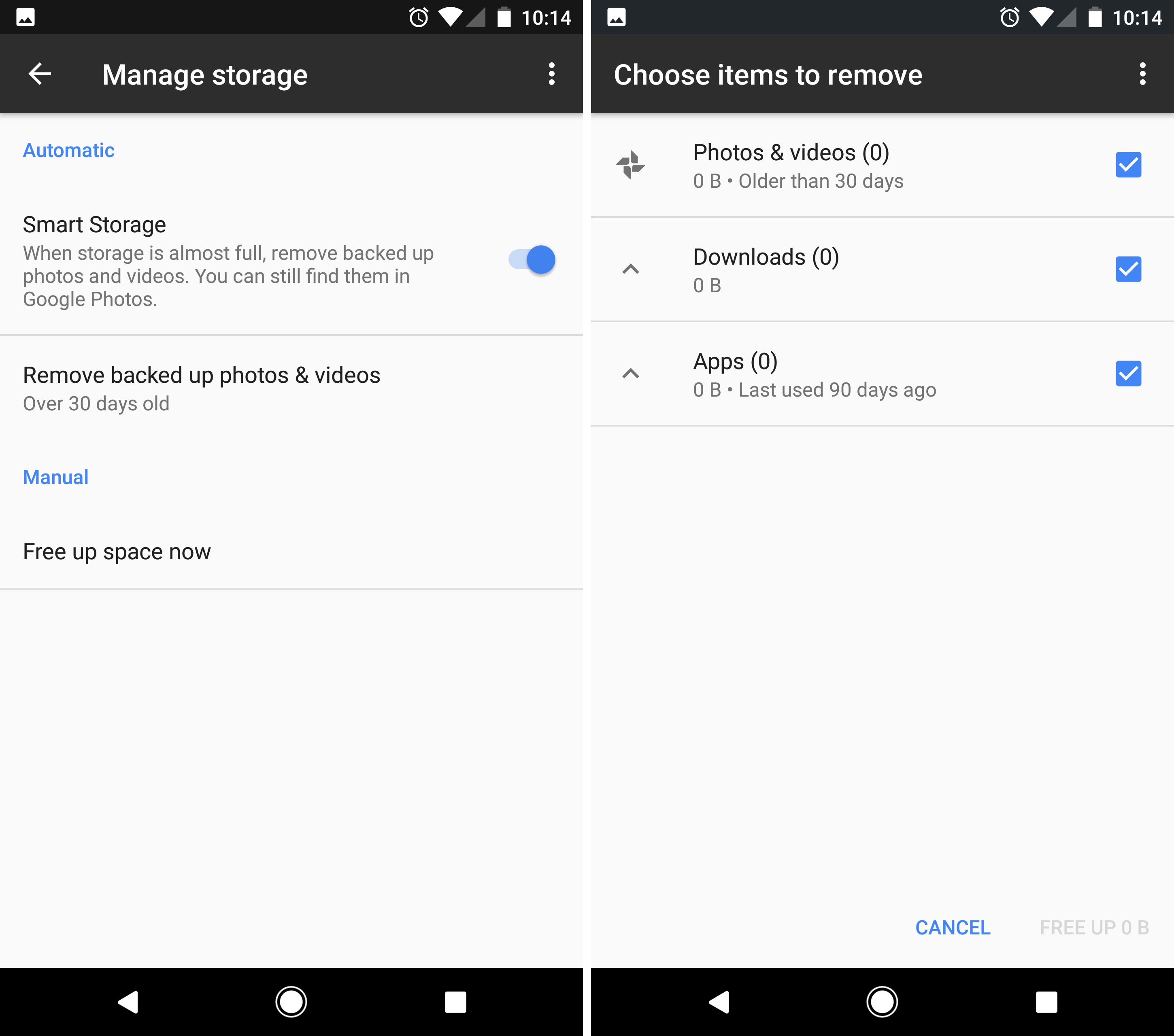 google pixel smart storage settings