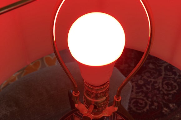 Lightify color LED smart bulb in a lamp