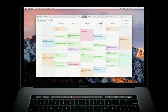 macbook pro touch bar calendar