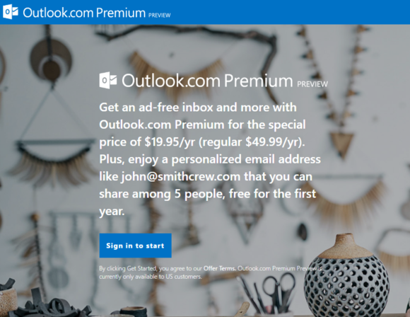 outlook.com preview page