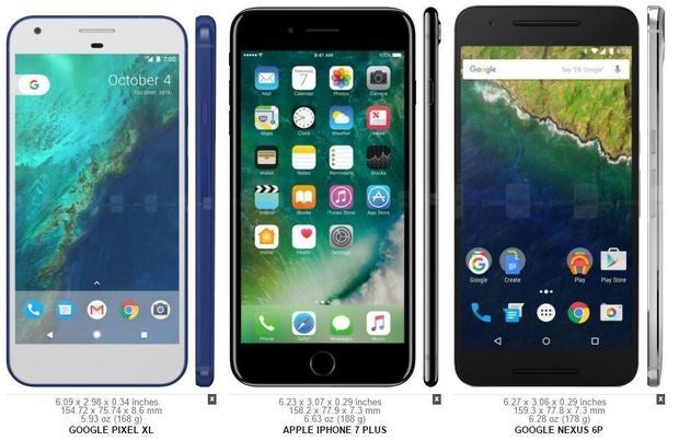 pixel xl size comparison