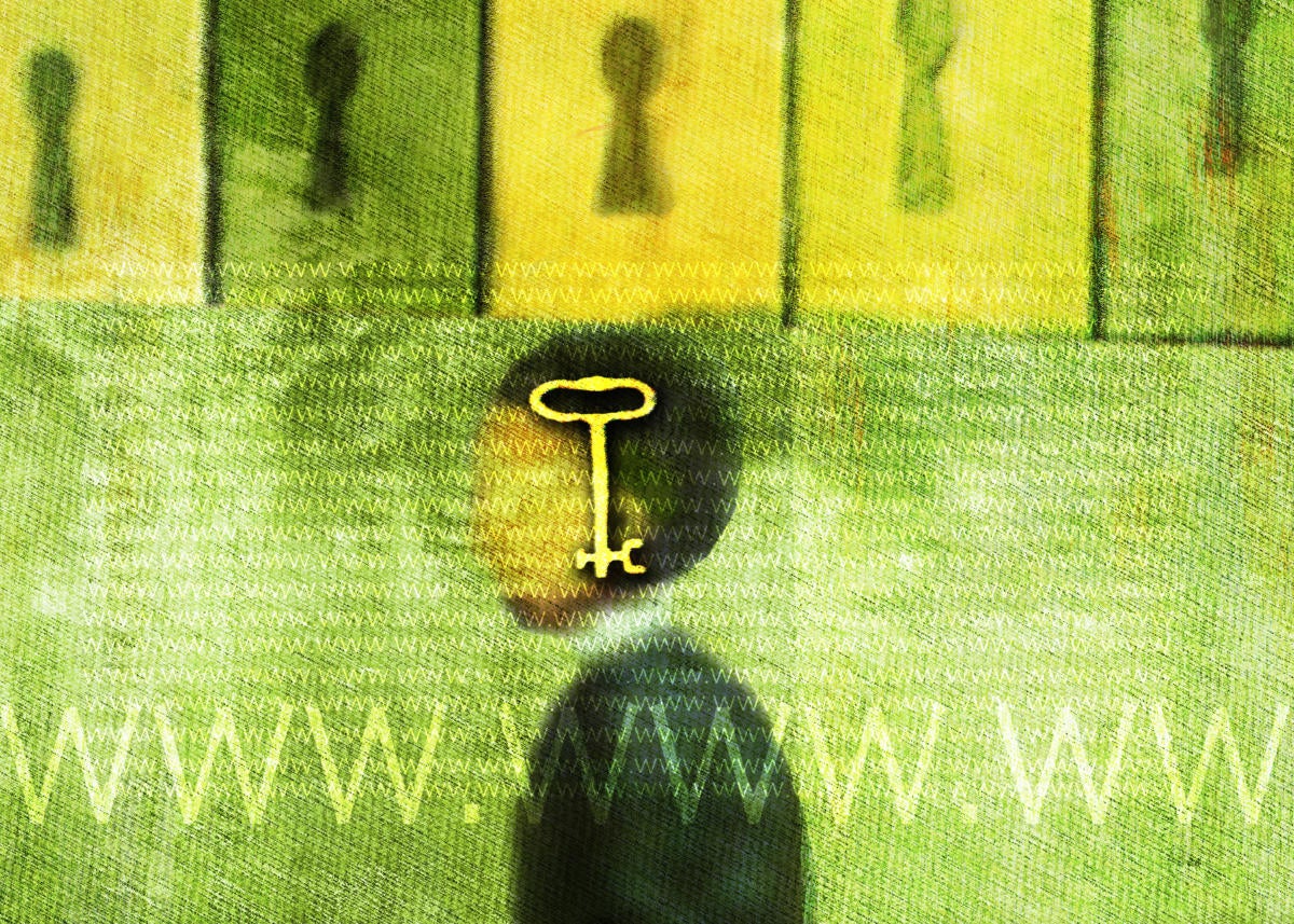 man with online security key