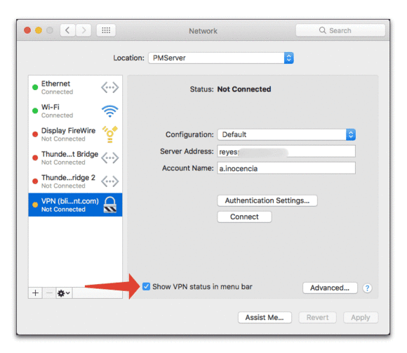 where to find vpn server address for my mac