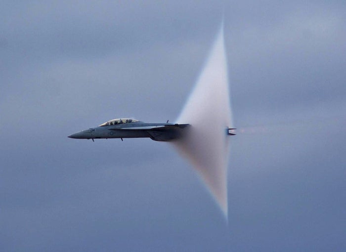 fa-18 going transonic speed fast jet