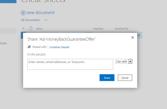 SharePoint 2013 - sharing a document