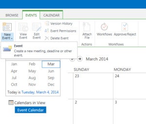 SharePoint 2013 - add events