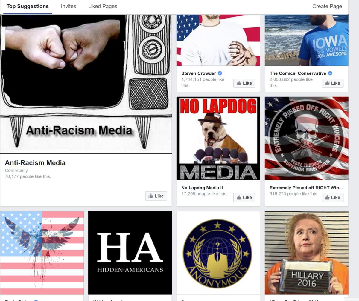 facebook conservative suggested pages