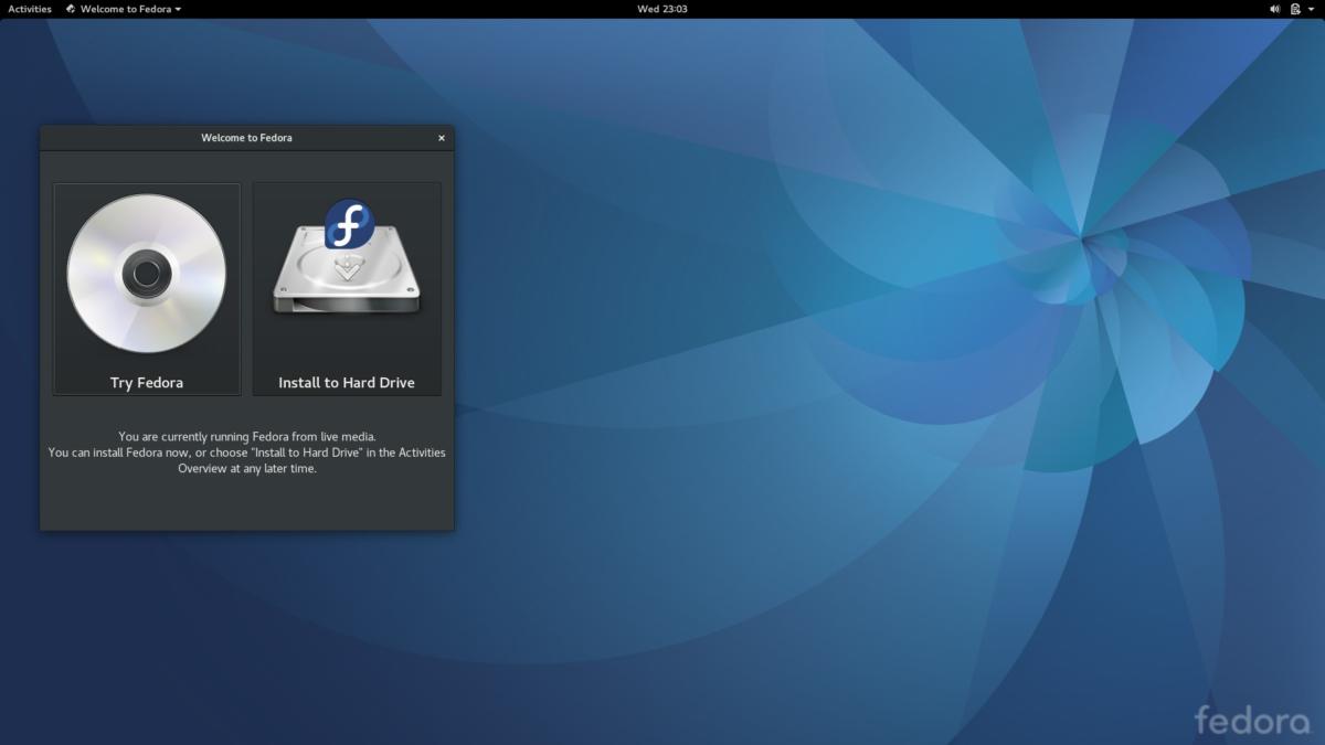 Fedora 25 try before install