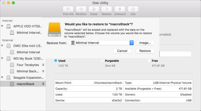 mac911 restore via disk utility