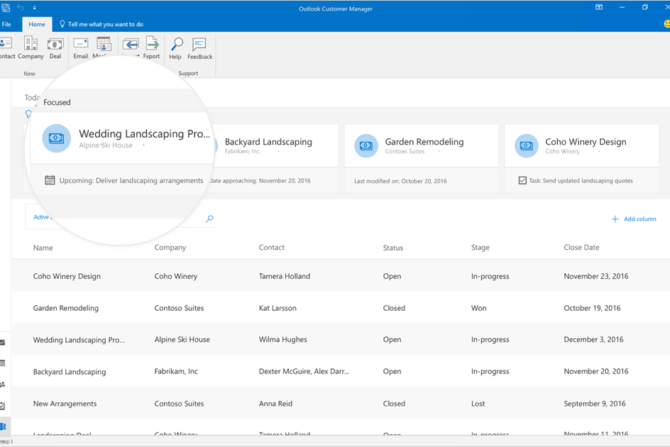 outlook customer manager screen