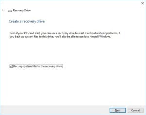 windows 10 recovery drive create a recovery drive