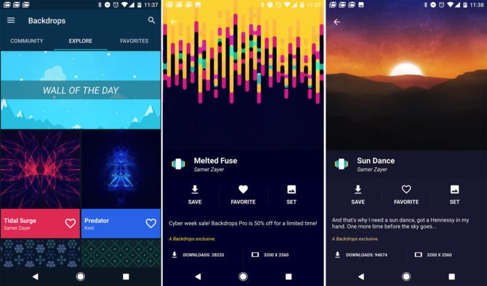 android essential apps backdrops