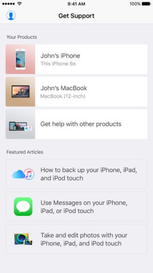 apple support app ios