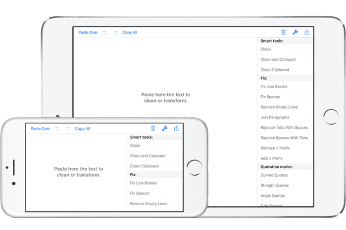 clean text for ios hero