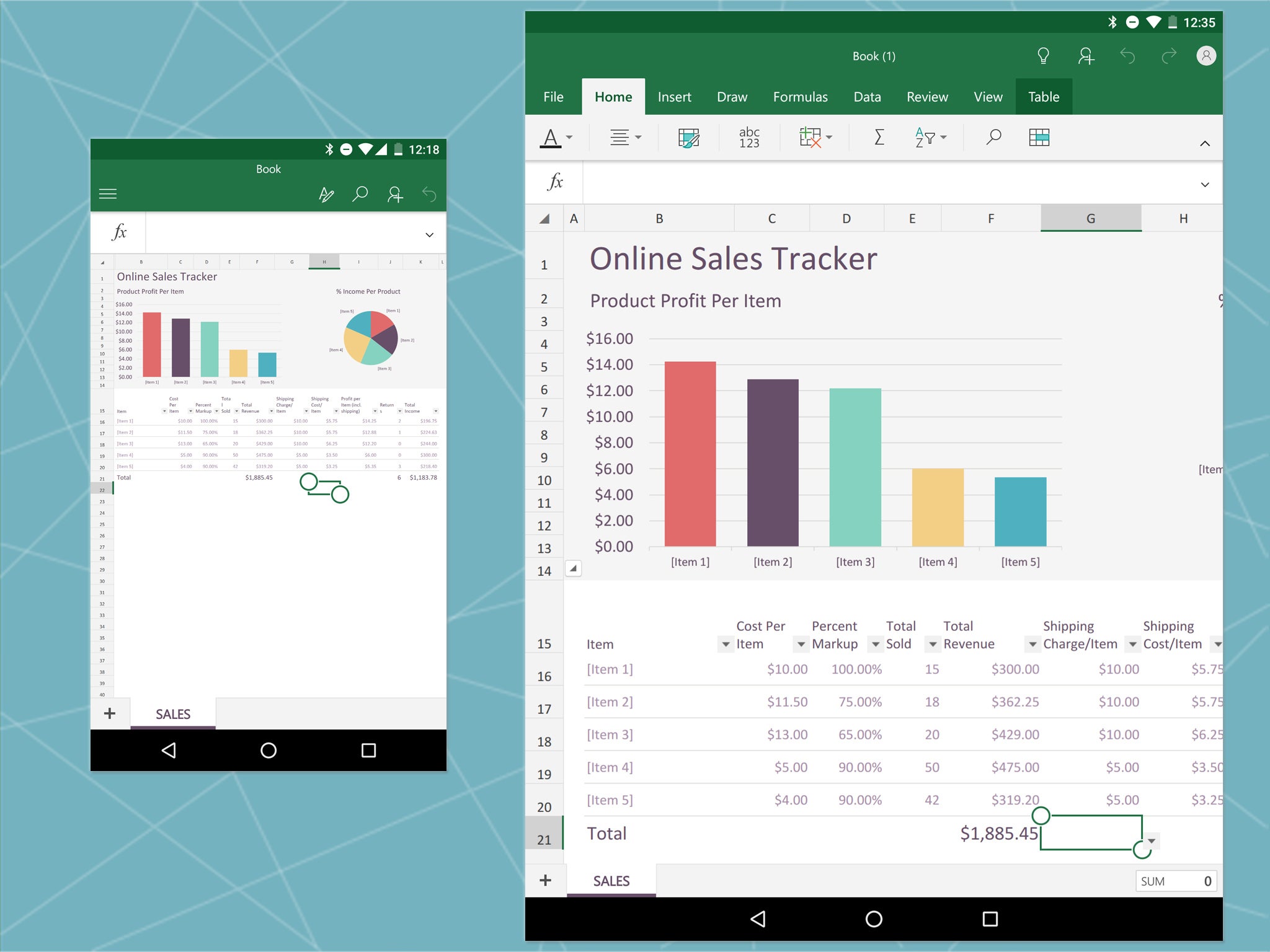 microsoft excel spreadsheet android