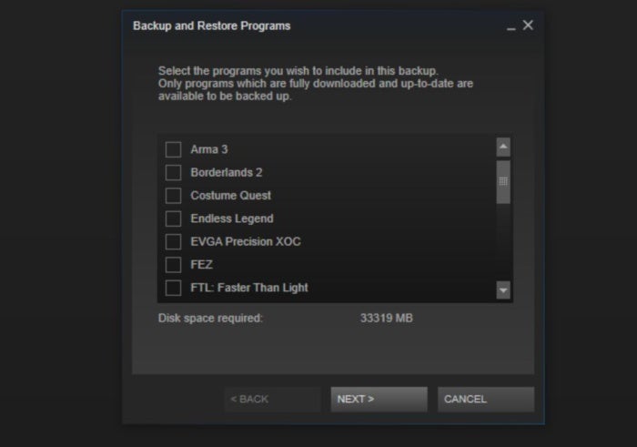 backup steam games