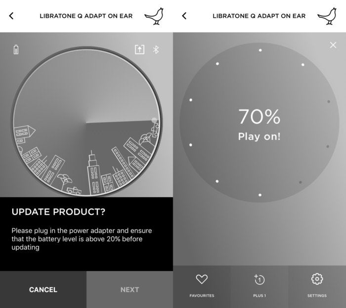 You can update the firmware and check the Q Adapt's battery status via the app.