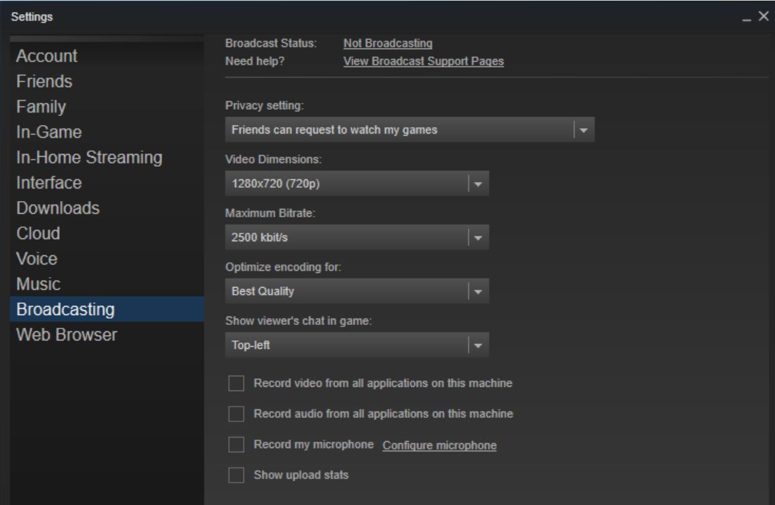 why did steam tell me broadcasting is enabled