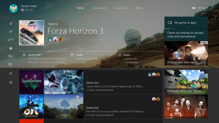 Creators Update updated home xbox one