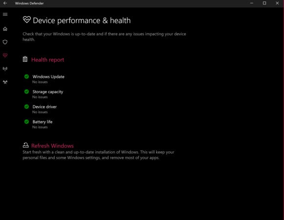 windows 10 defender refresh windows