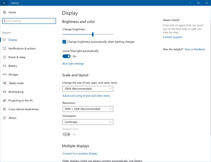 windows 10 display setting