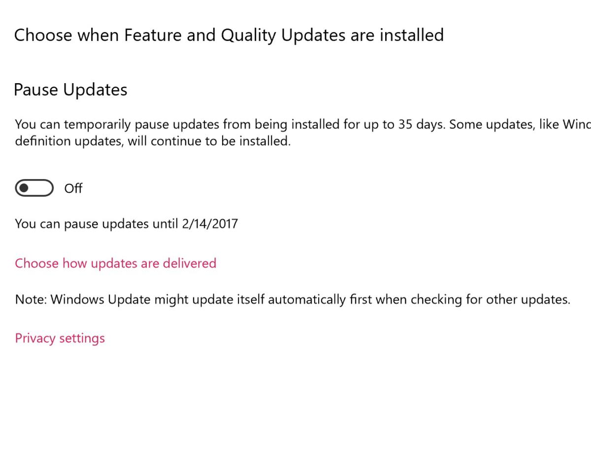 Windows 10可暂停更新