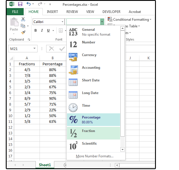 create average of percentages in excel