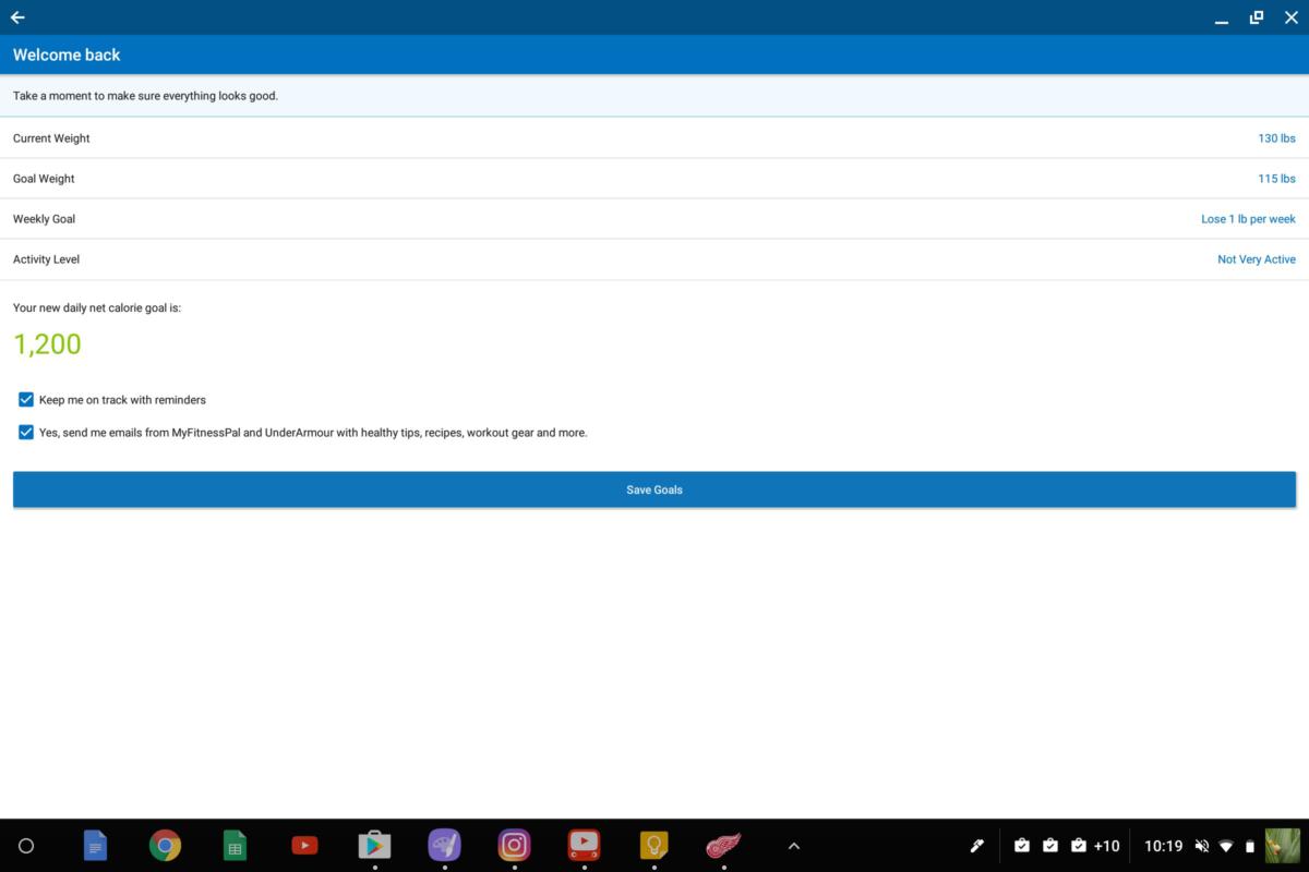 android app chromebook myfitnesspal