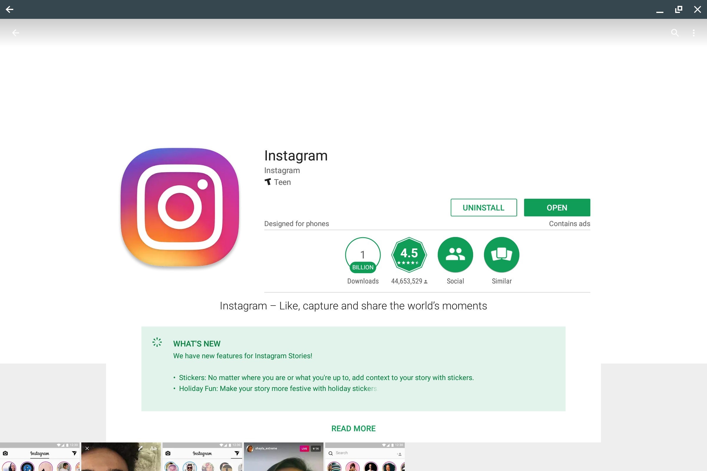 google chrome app store instagram