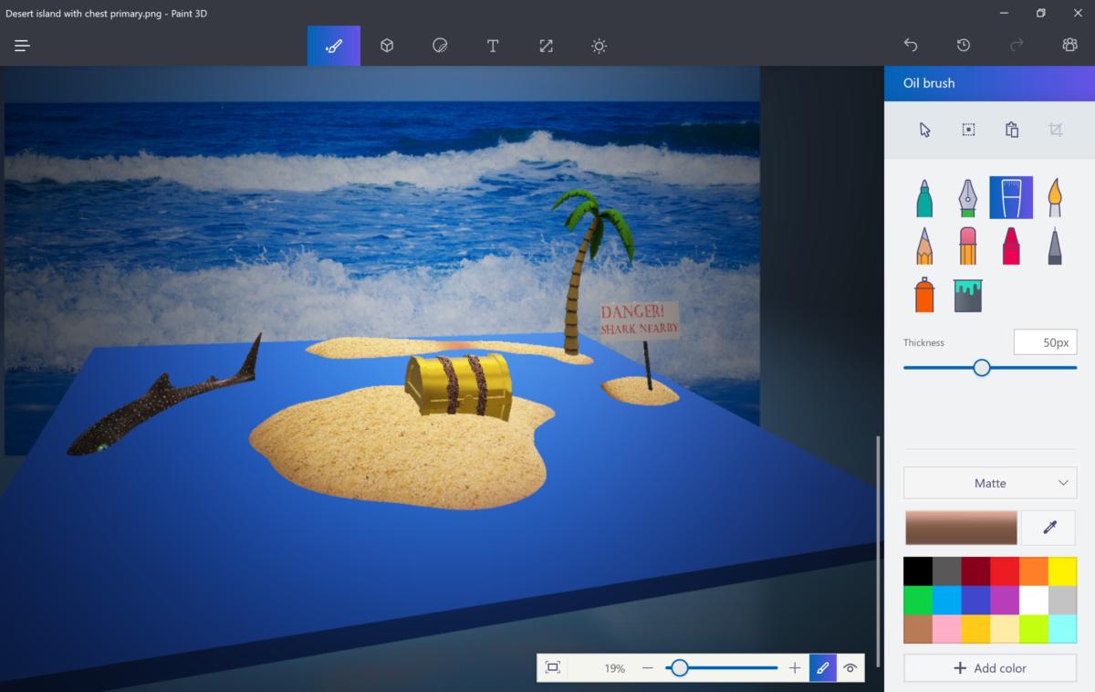 Microsoft Paint 3D desert island