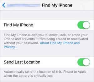 find my iphone app settings