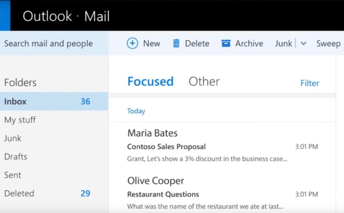 turn off focused inbox outlook app windows 10