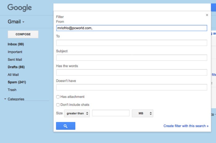 gmail filter one