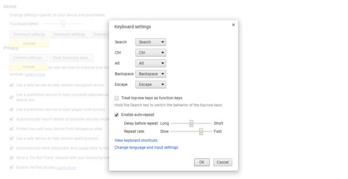 keyboard settings