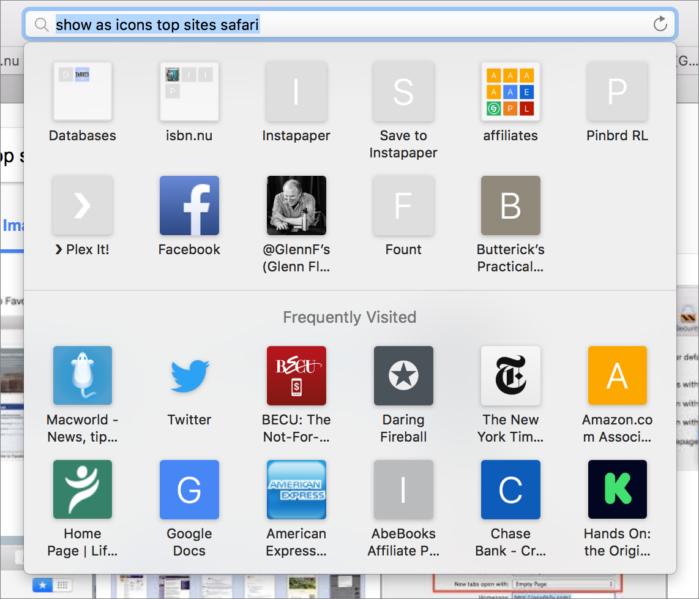 show as icons top sites safari