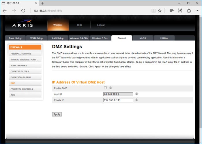 modem dmz