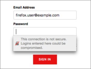 mozilla login with warning