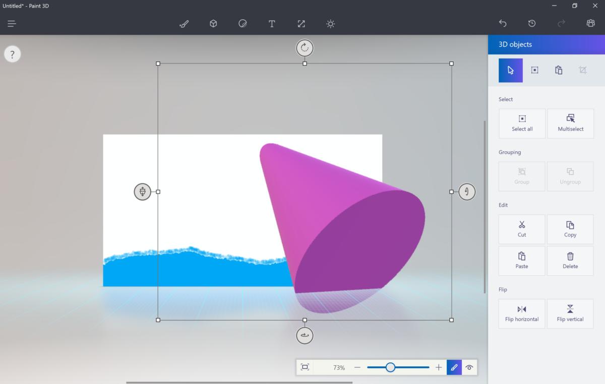 paint 3d opening view cone through canvas