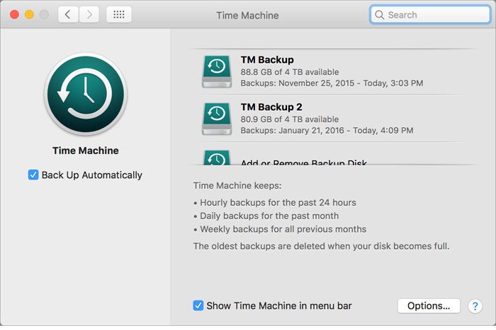 Problem updating mac software time machine software
