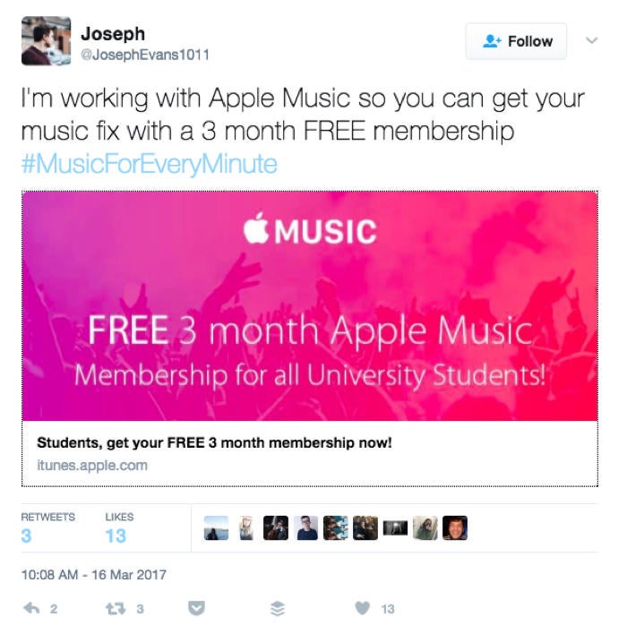 apple music ambassador tweet