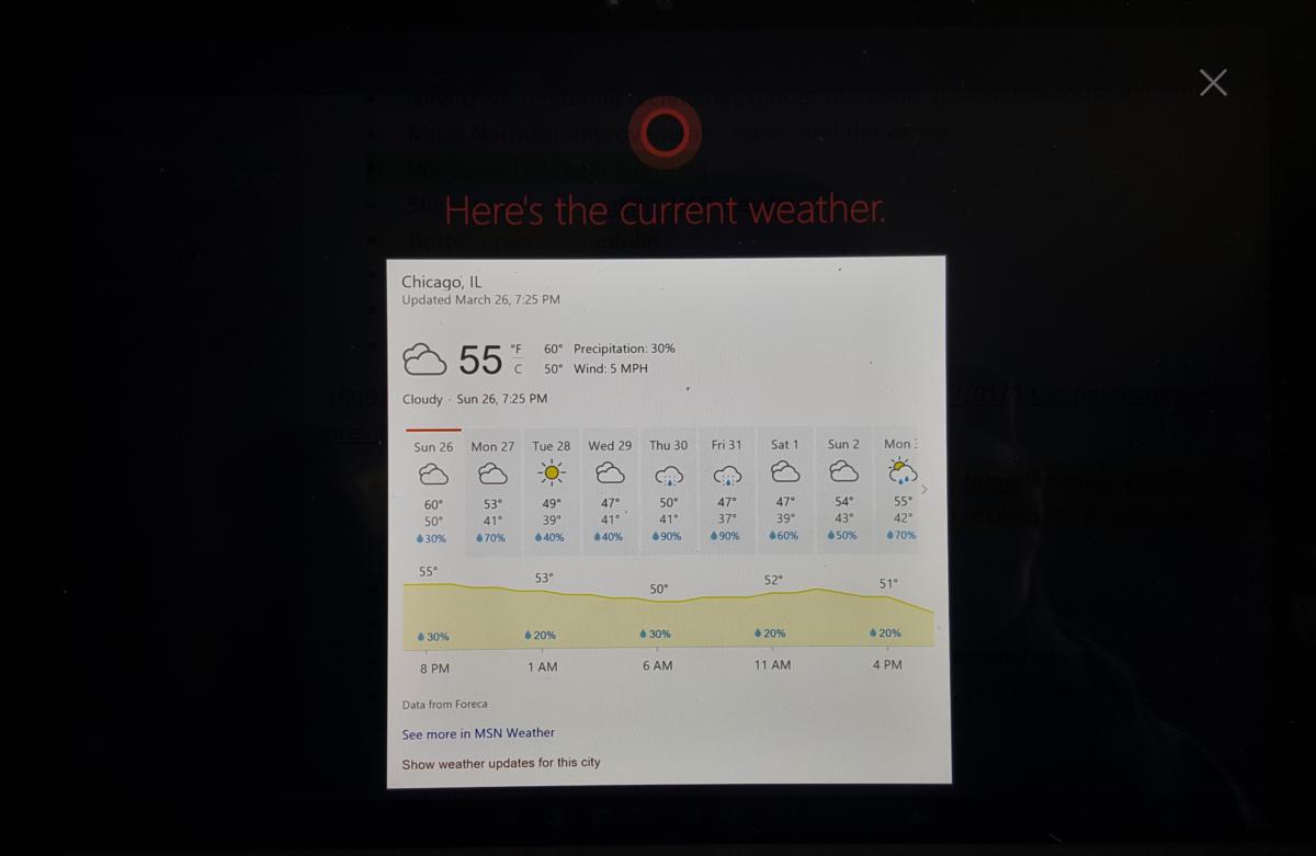 cortana full screen weather