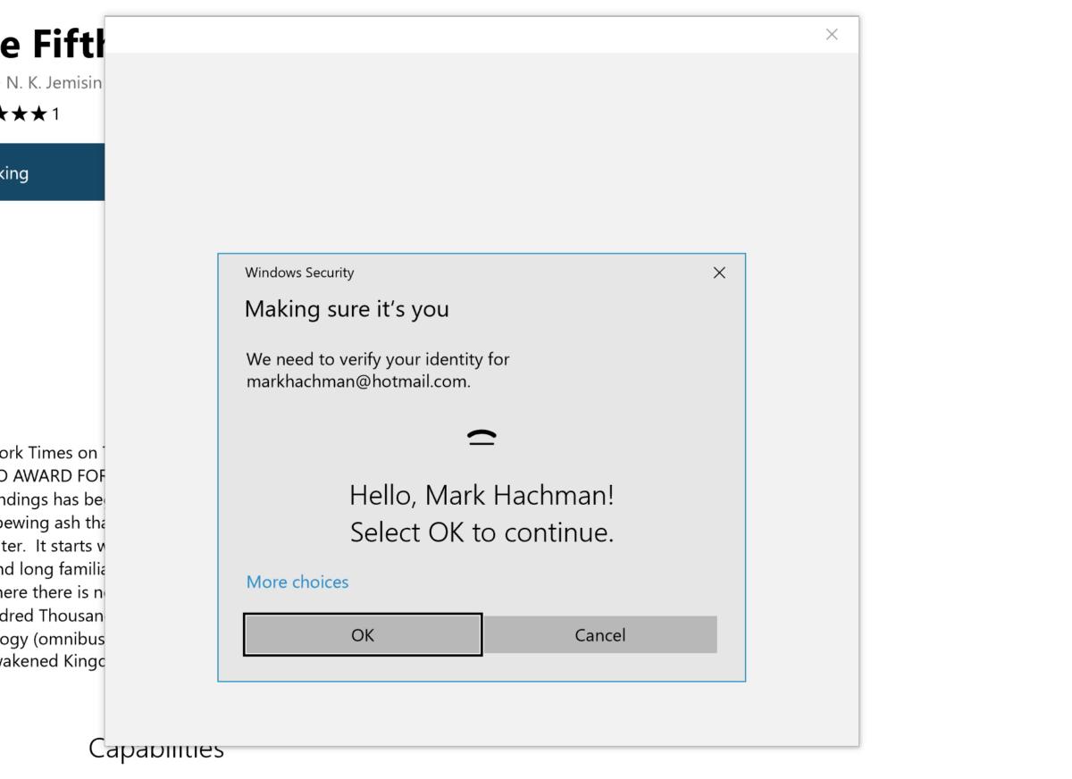 Microsoft Edge purchase using Windows Hello