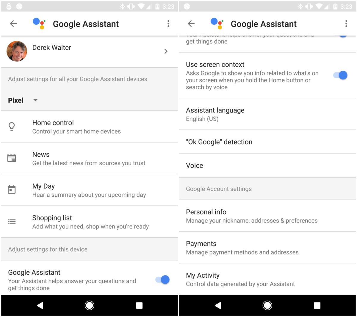 Google assistant setting