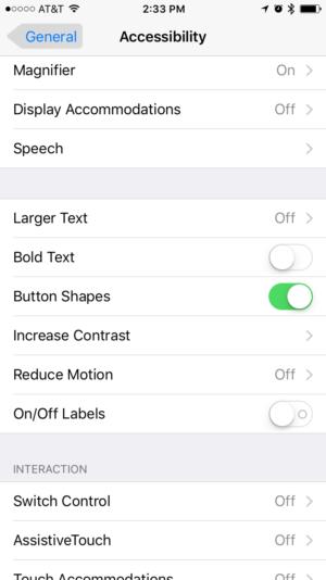 ios accessibility visible buttons