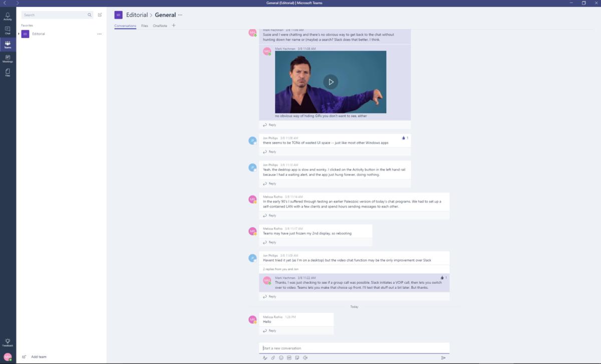 Microsoft Teams main chat