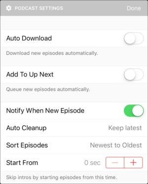 pocketcasts6 podcast settings