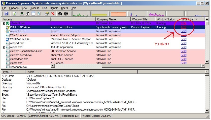 process explorer disk usage