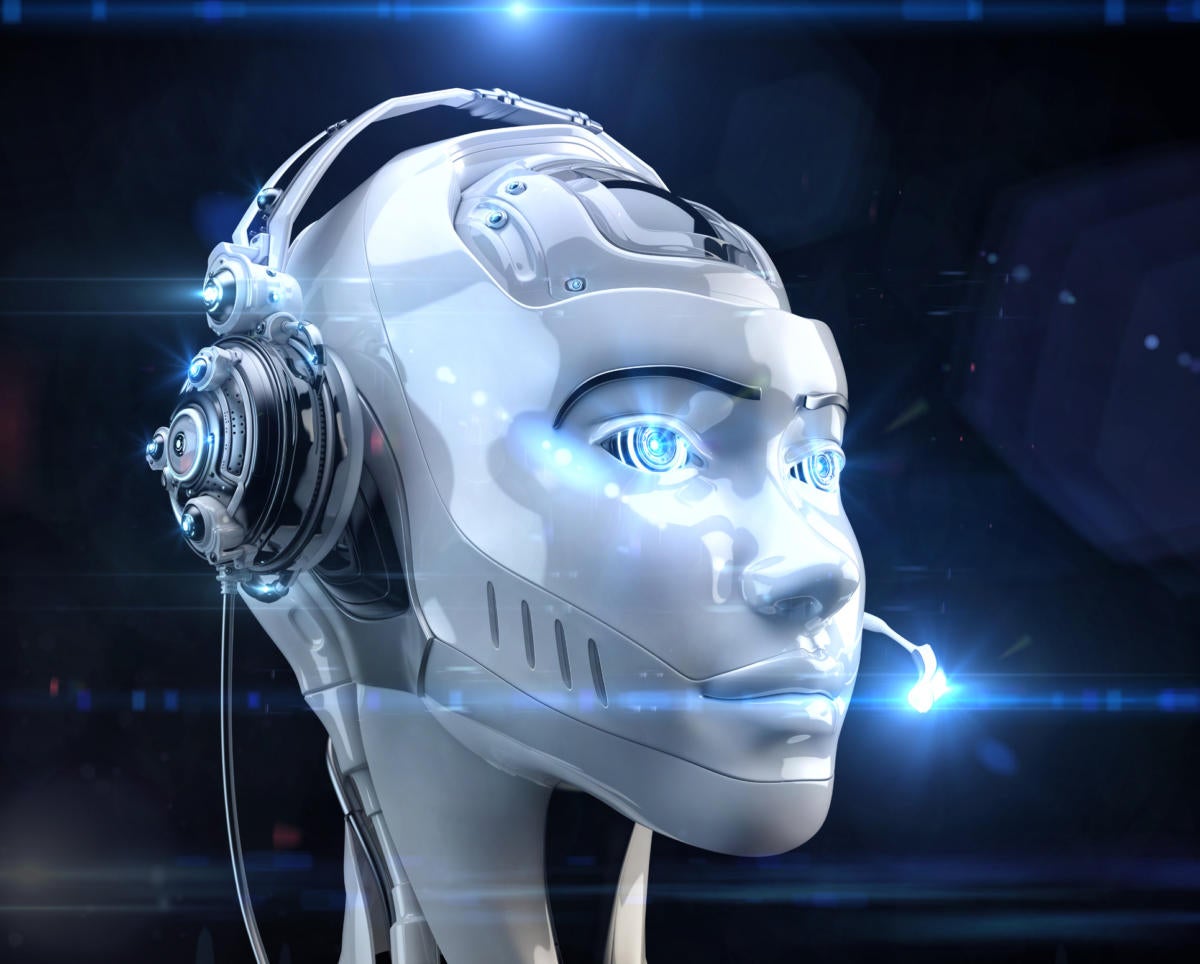 AI head with headset on robocalls