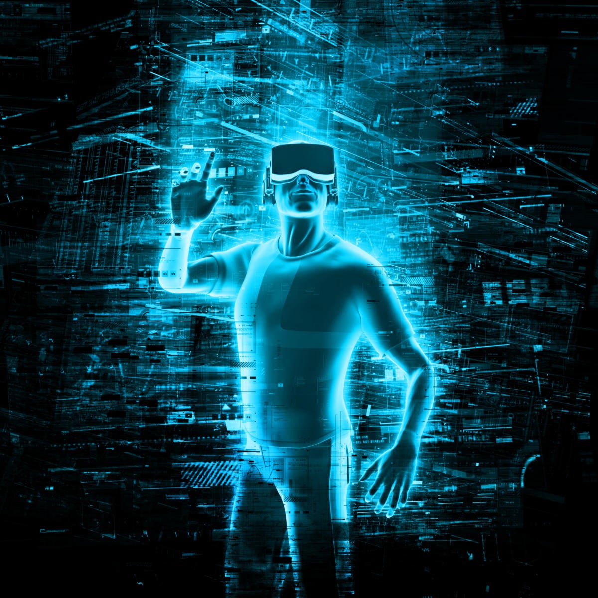 neon digital virtual reality person